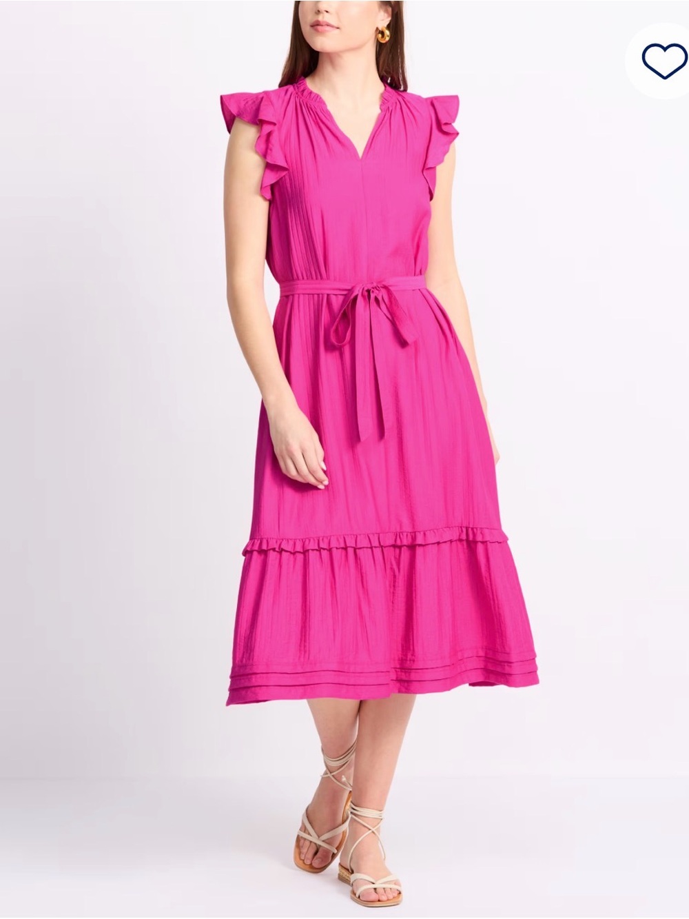 Market & Spruce Ella Poplin Flutter Sleeve Dress in Dark Pink - Large
